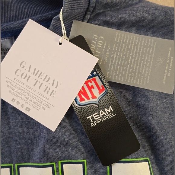 Seattle Seahawks NFL Game Couture Blue Oversized Sweatshirt Size Small - Picture 6 of 6